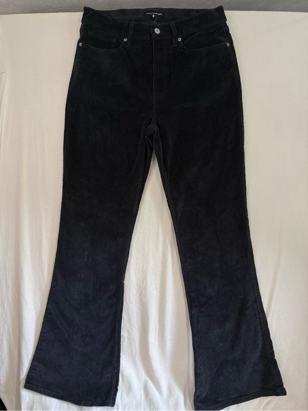 Women’s Lucky Brand Black Corduroy Pants Stevi High Rise Flare Size 12/31